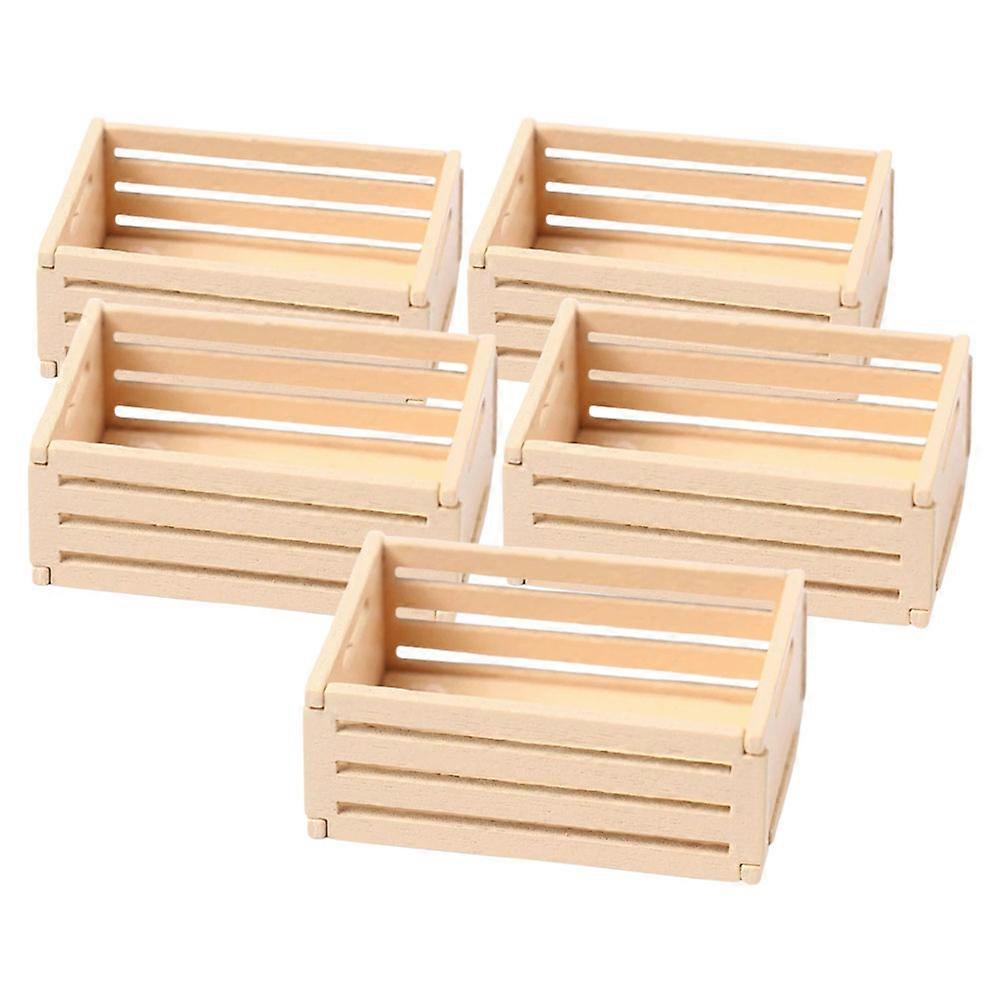 Mini Wooden Crates for Crafts 5Pcs Beige with Hand-Polished Pine for Decor