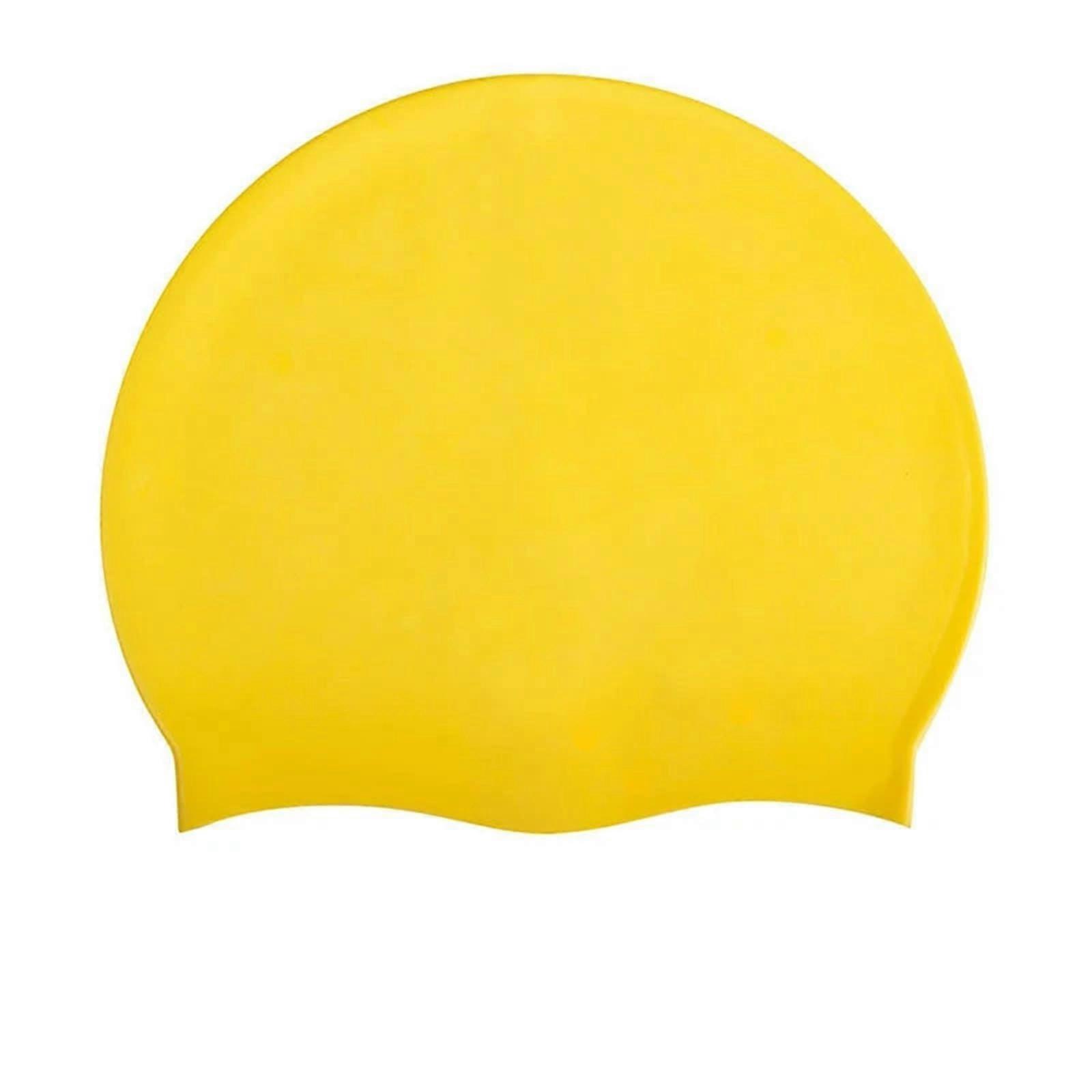 Silicone Swim Cap for Men and Women, Yellow, Ear Protection, One Size Fits All, Comfortable and Durable Design