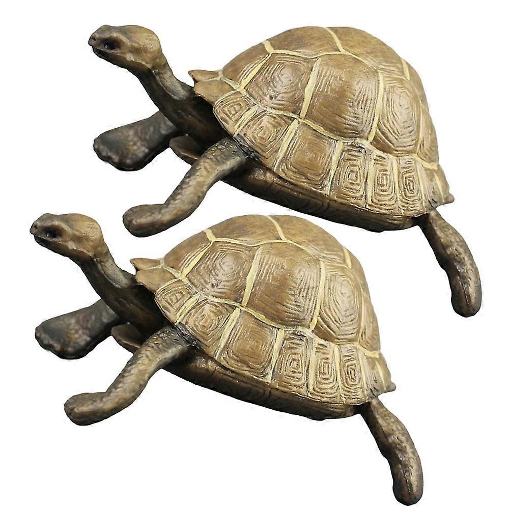 Plastic Turtle Figurines Simulation Tortoise Model for Kids with 2Pcs Set