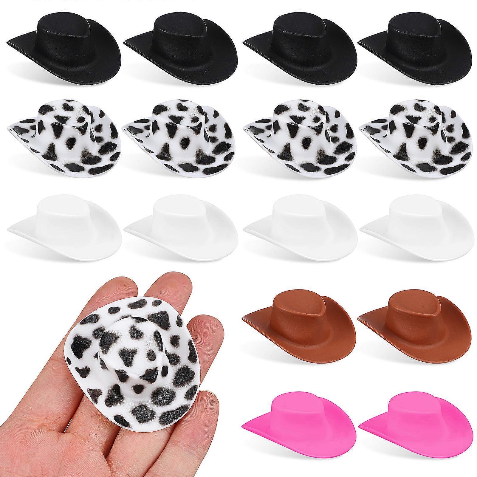 Miniature Plastic Cowboy Hats for Decor Assorted Colors Reusable DIY Craft Supplies 40 Pcs