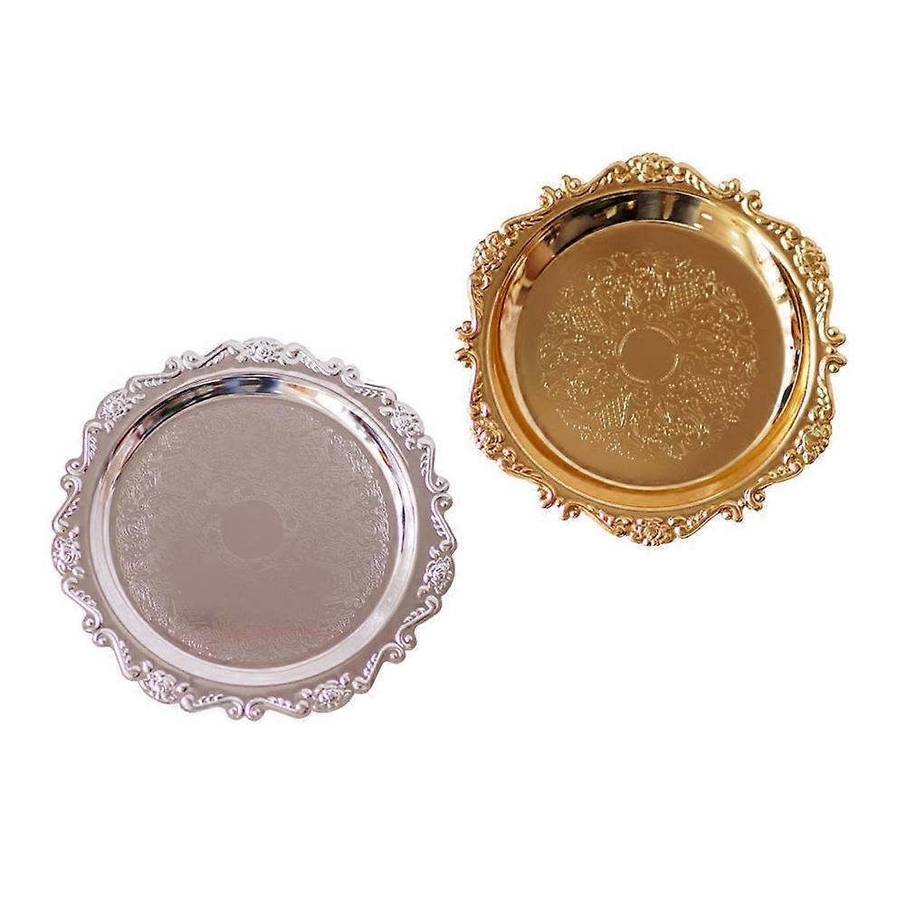 Metal Food Tray Set 2 Pcs Assorted Color Dessert Serving Plates Ideal For Restaurant Use And Special Occasions