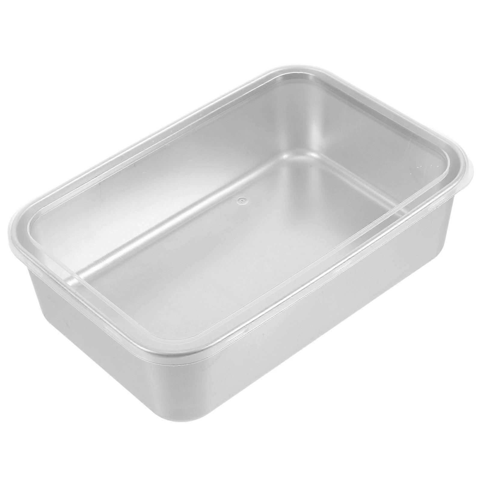 Stainless Steel Tiramisu Baking Mold with Transparent Lid and Thickened Tray for Steaming Cake Making Baking and Serving