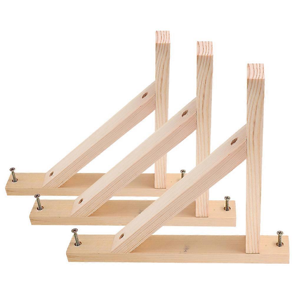 3pcs Solid Wood Wall Mount Shelf Brackets, Triangle Support Angle for Shelves & Pendant Lamps, Minimalist Design for Home Storage & Display