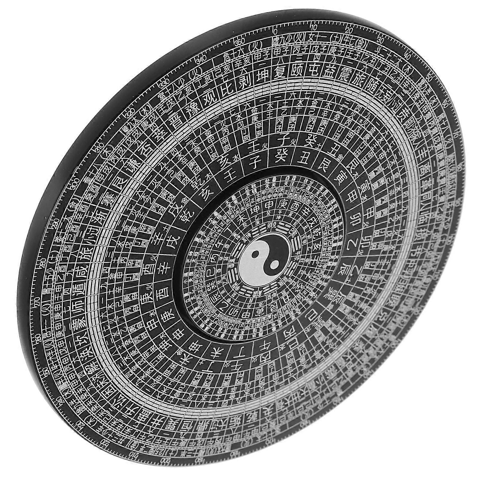 Black Alloy Chinese Feng Shui Symbol with Bagua Design for Decor and Travel Small 0.5 Inch Compass