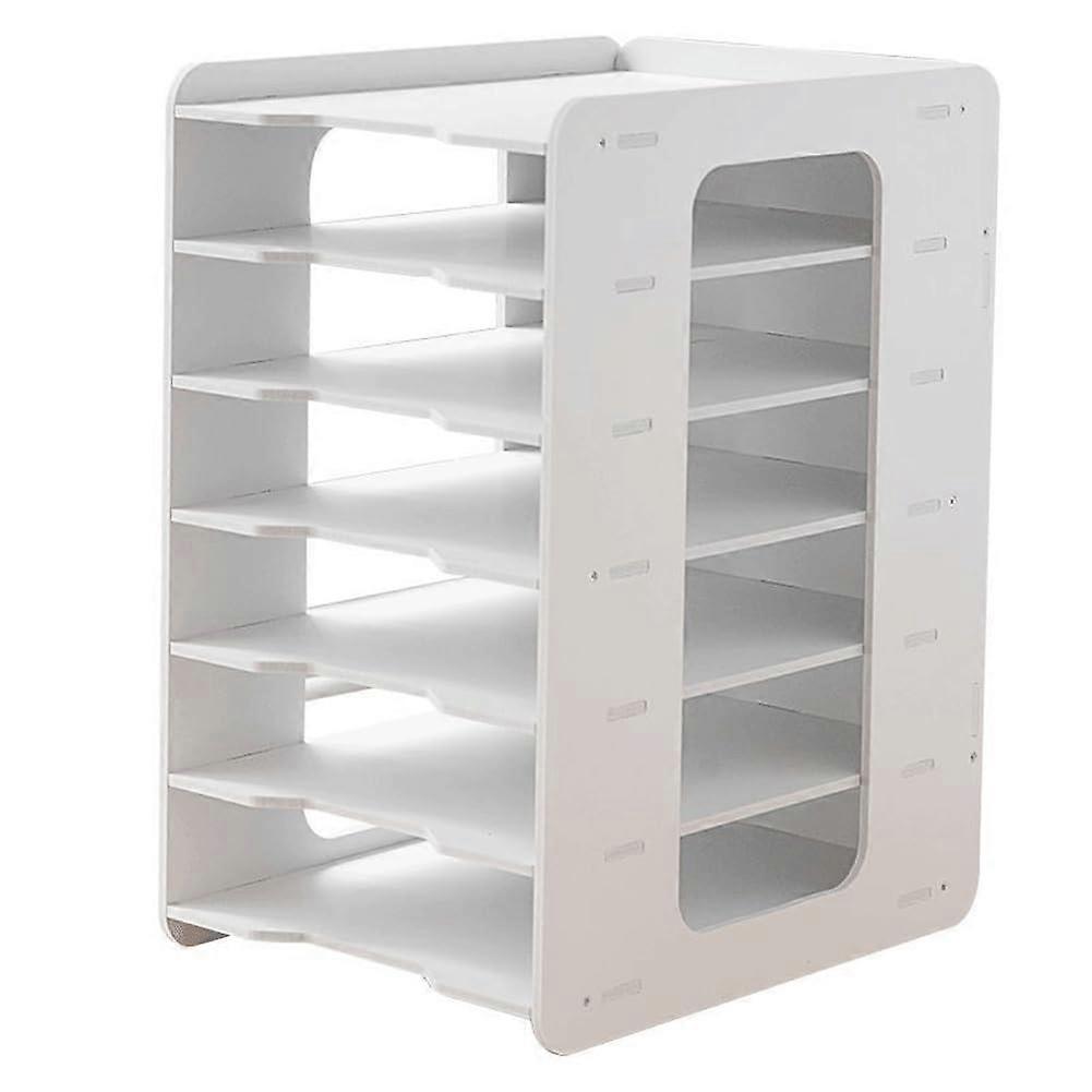 Large White Desk Organizer A3/A4 Paper Shelves Desk Letter Tray Document Magazine Rack 23x31x40 Cm