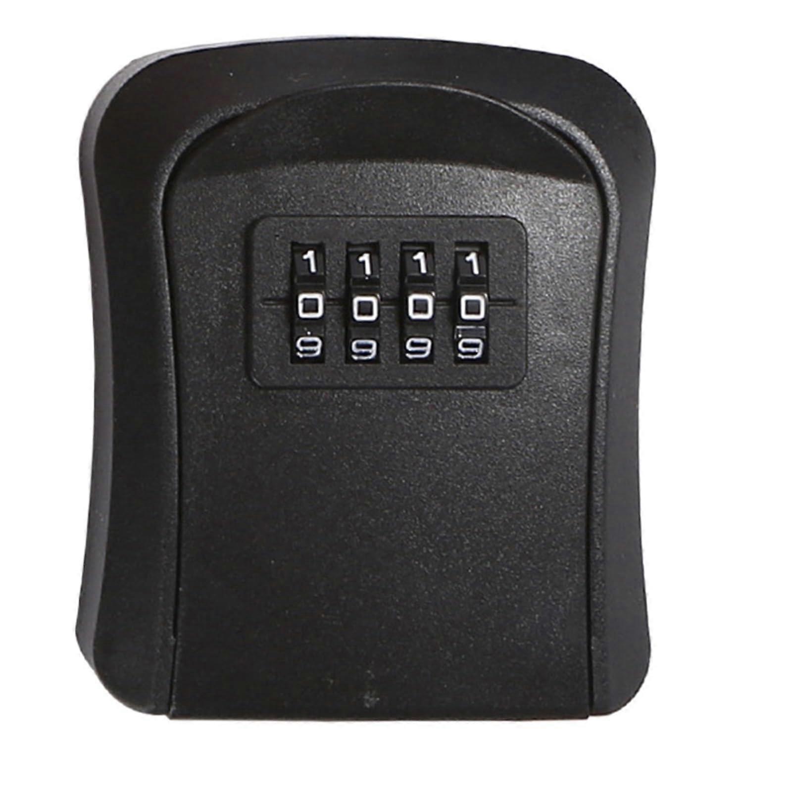 Key Safe Plastic Key Lock Box Outdoor 4-Digit Combination Lock No Key For Home Secret Storage Black