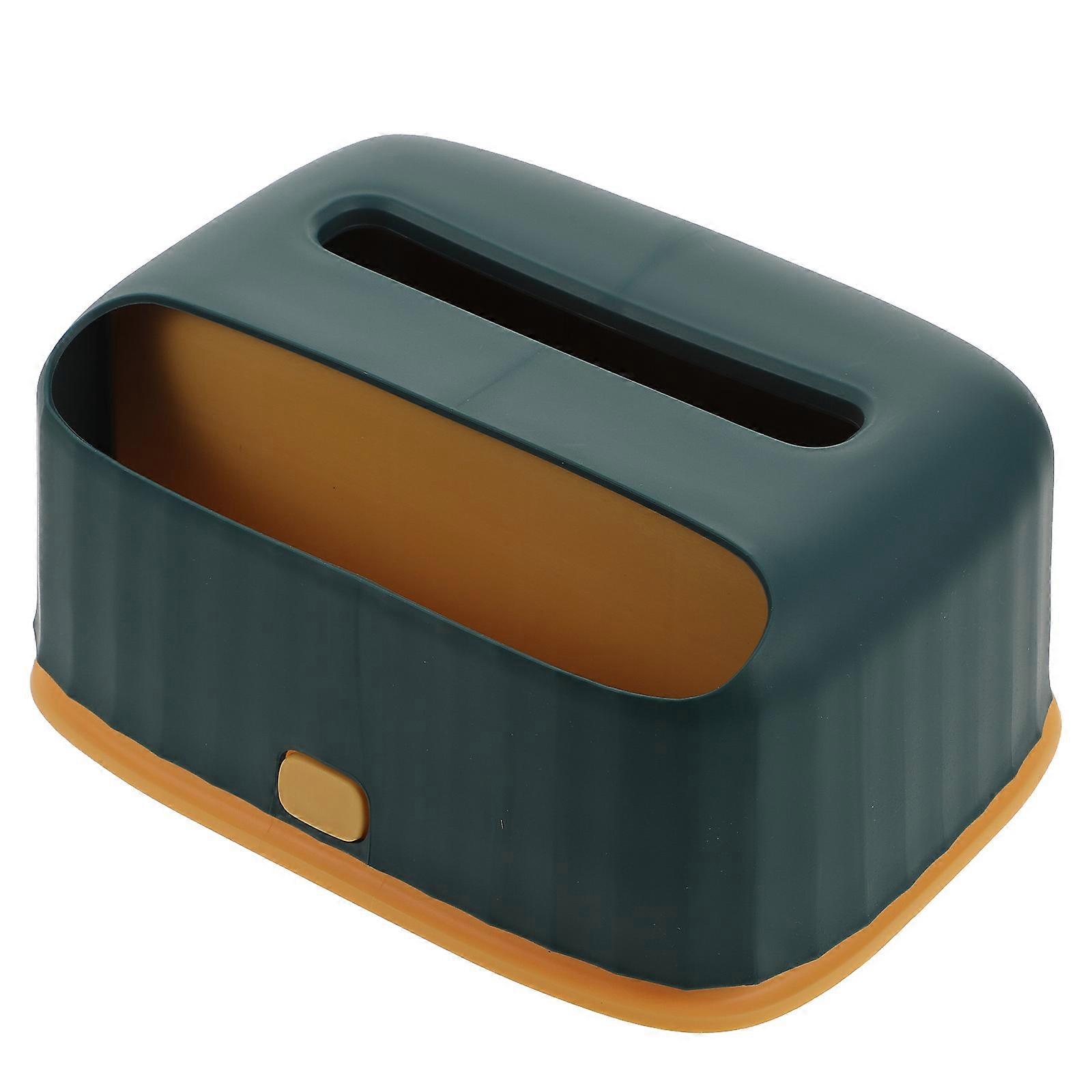Sturdy Multi Function Plastic Tissue Box Holder, Recyclable Desktop Storage Organizer for Home and Office, Dark Green