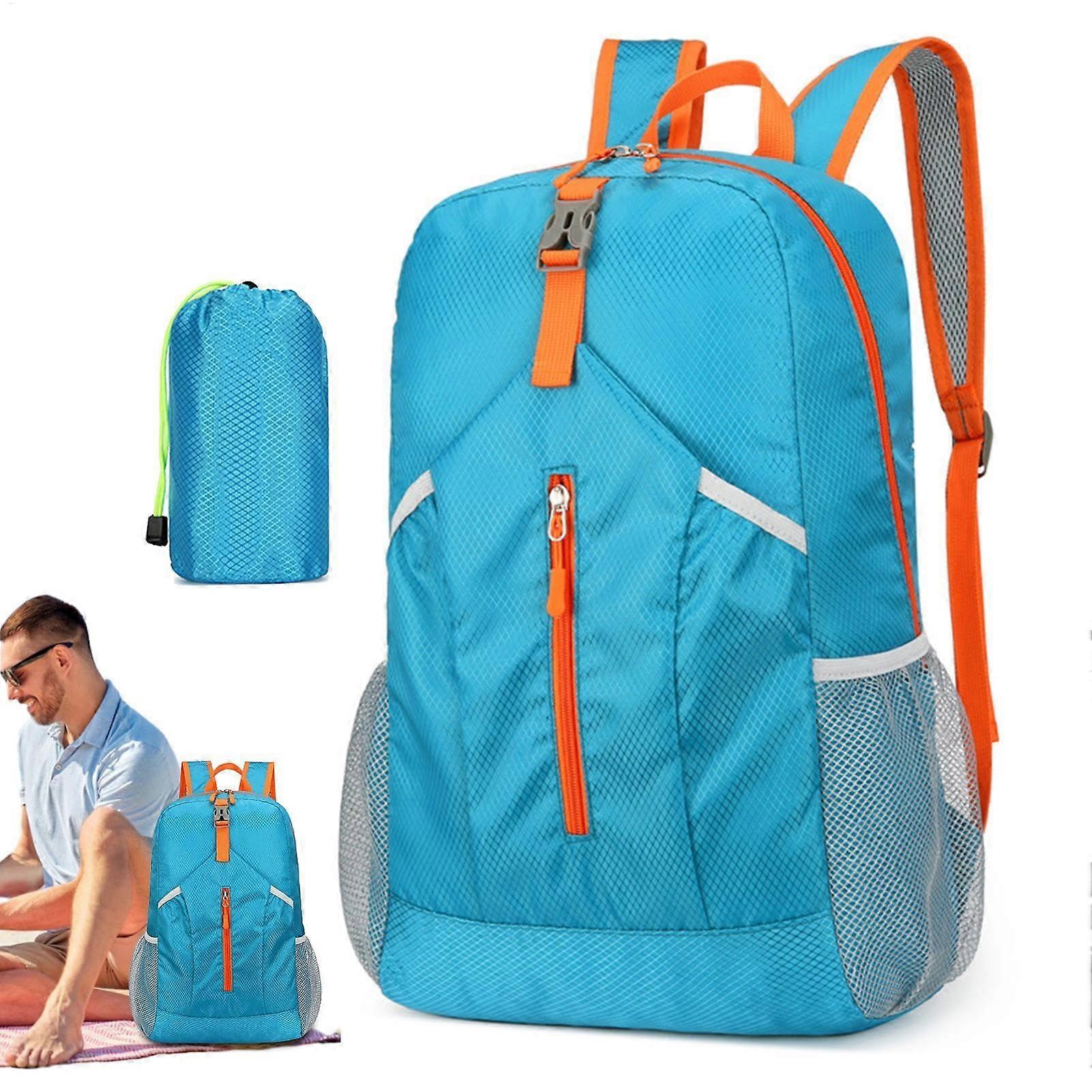Foldable Backpack Foldable Sports Hiking Backpack Lightweight Waterproof Packable Travel Backpack Camping Sky Blue