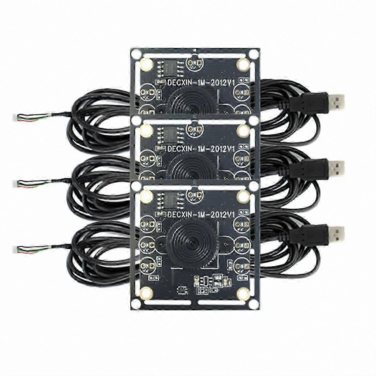 3Pcs 1MP Camera Module with 100 View Angle, USB Manual Focus, 2m Cable, 1280x720 Resolution