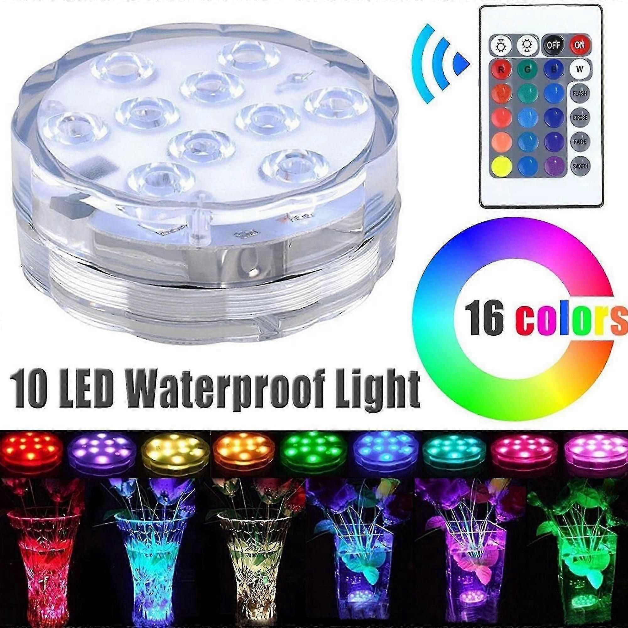 Submersible Led Light Remote Control Waterproof Rgb Colorful Changing3pcs