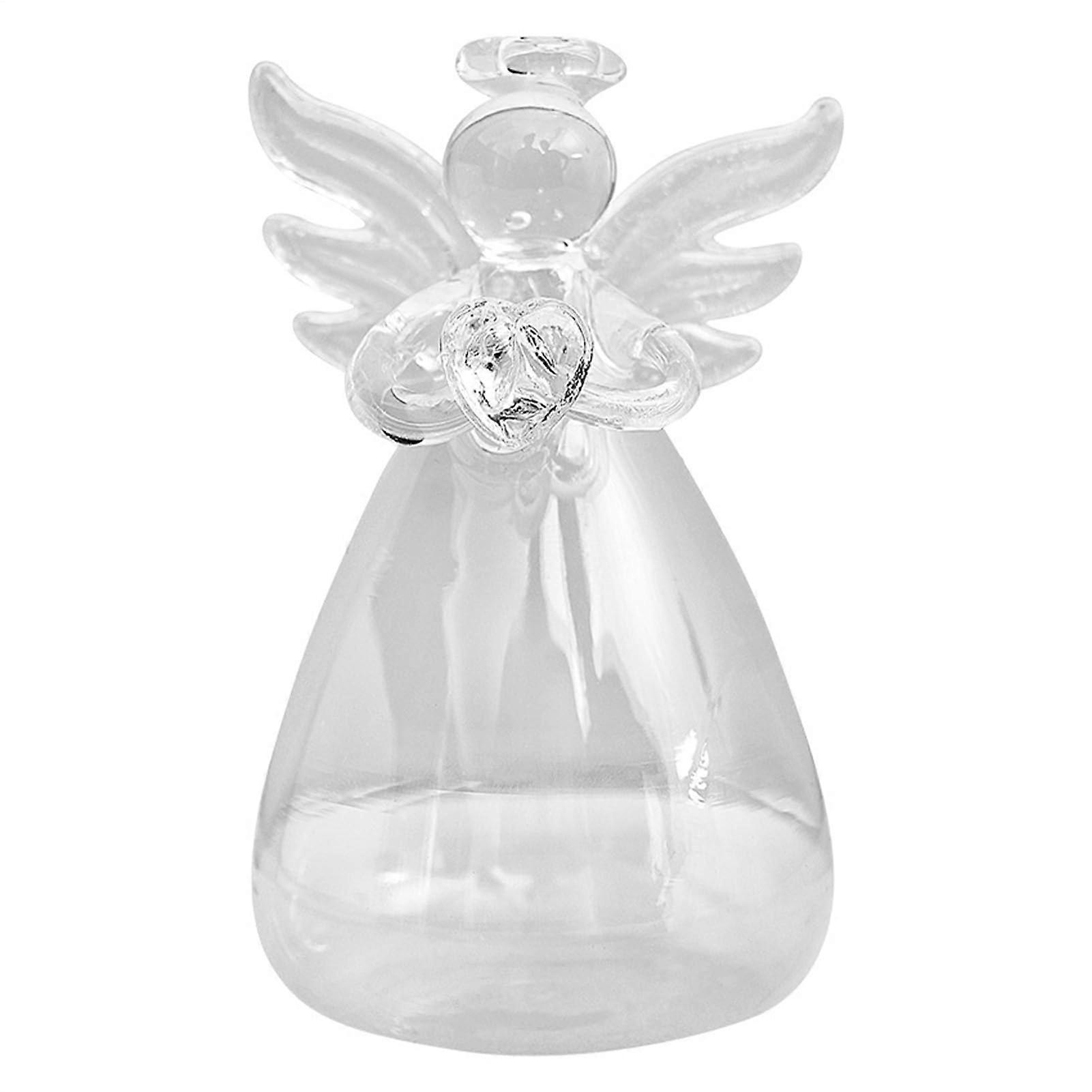 Glass Bud Vases with Angel Design, Hydroponic Clear Terrarium Container, Rustic Mini Planter for Wedding and Home Decor
