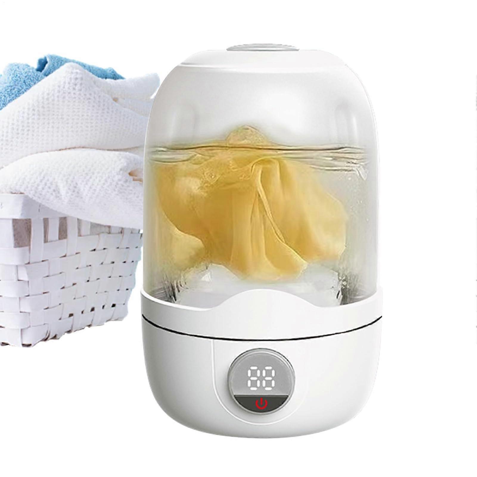 Travel Washing Machine Mini Washer for Underwear Cleaning Rechargeable Laundry Cup for Travel Tiny Spaces White