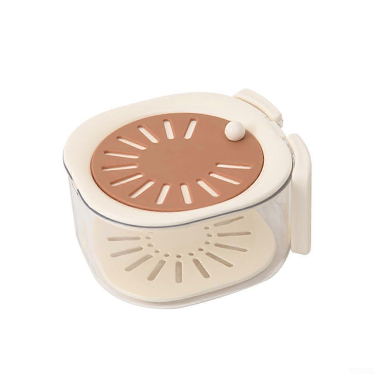 Multifunctional Vegetable Dehydrator and Fruit Washing Strainer Bowl with Rotatable Lid for Easy Drainage and Storage (Brown)