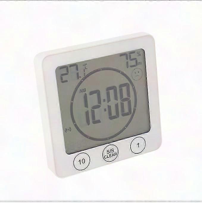 Waterproof Digital Shower Clock with Touch Control, LCD Alarm, Hygrometer Thermometer & Timer for Bathroom Kitchen Makeup