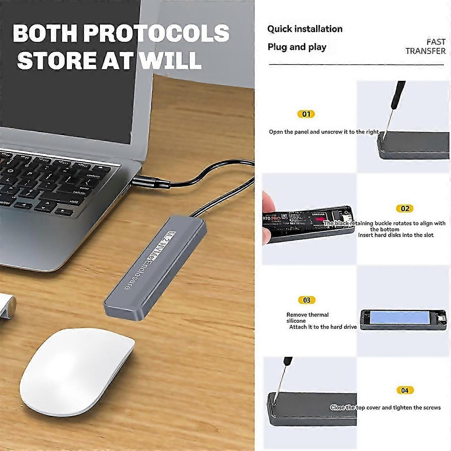 For 20gbps m2 nvme ssd enclosure with usb 32 gen