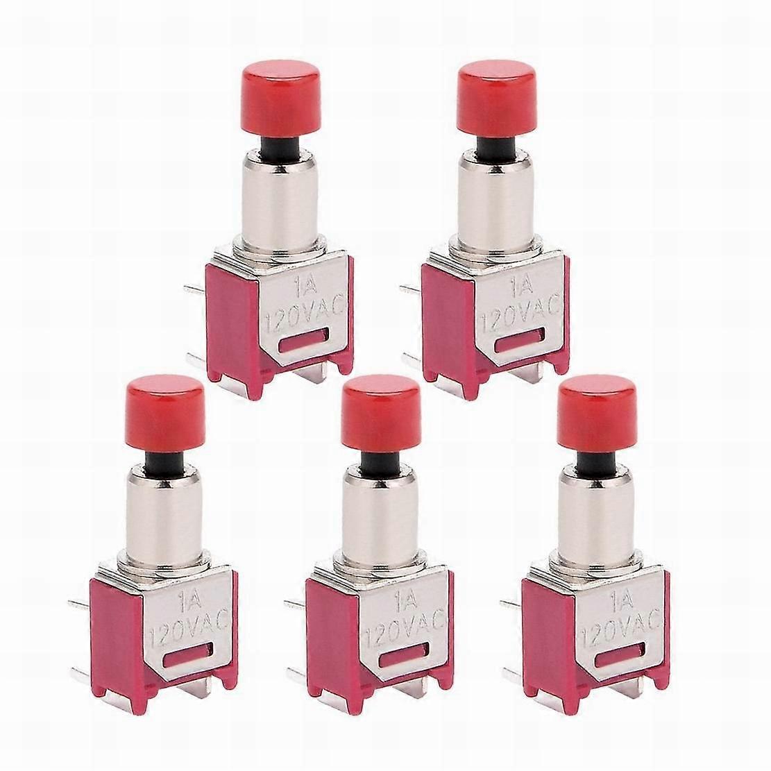 5Pcs AC120V 1A NO Momentary 4 Terminals DPST Mini Push Button Toggle Switch w Cap
