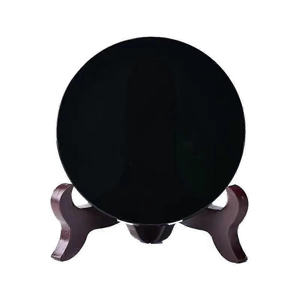 Natural Black Obsidian Circle Disk Round Plate fengshui Mirror for Home Office Decor Obsidian Stone Crystal Reiki