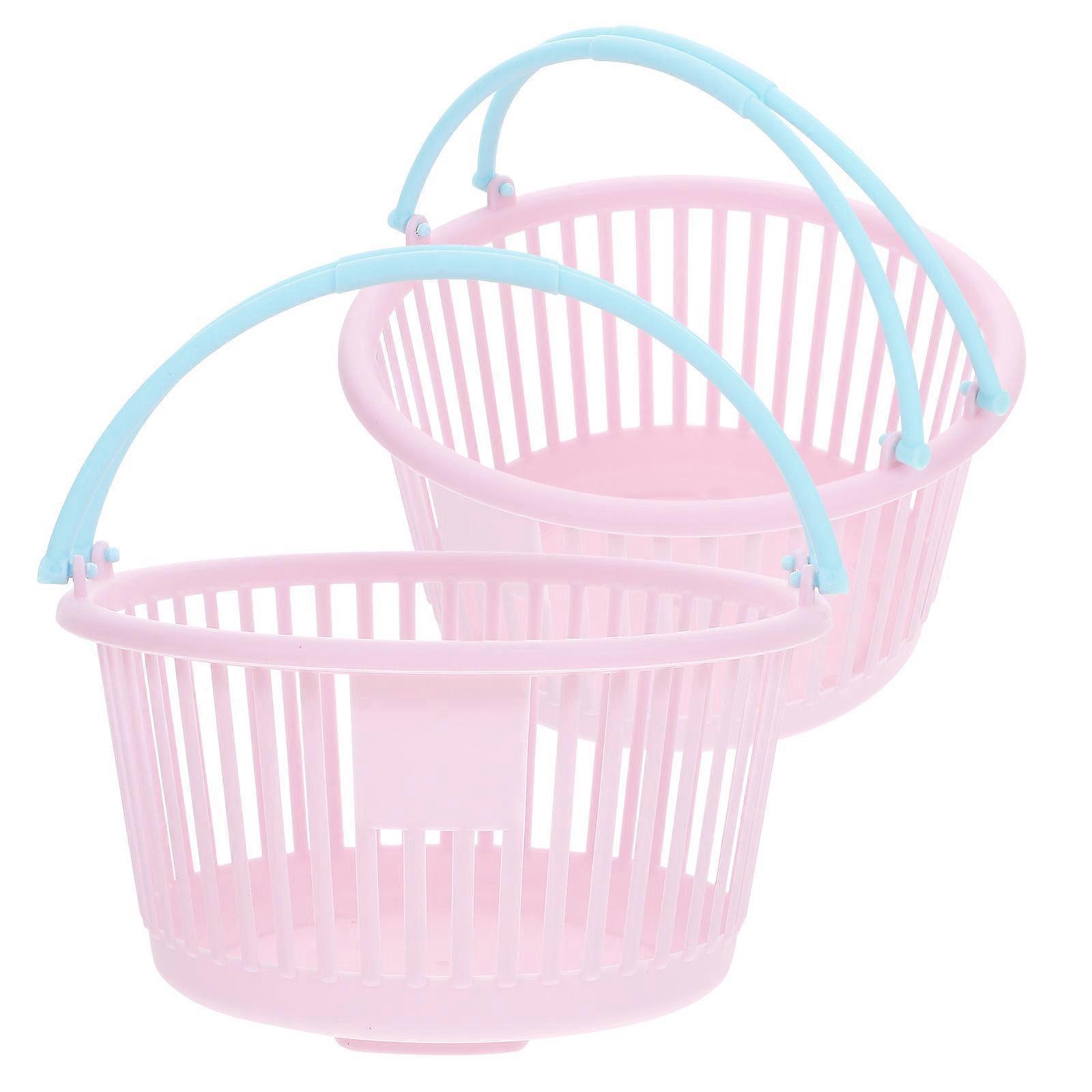 Plastic Basket Mini Shopping Basket Kids Use Pink Pp Material Multi-Functional Storage 2Pcs