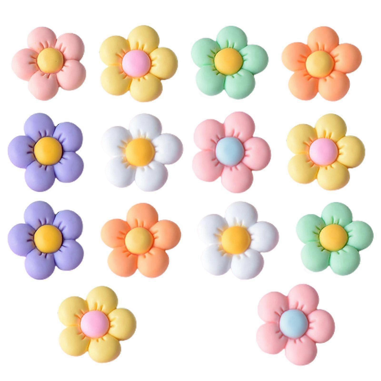 14pcs Flower Croc Charm With Buttons For Clog Sandals Accessories Bracelets