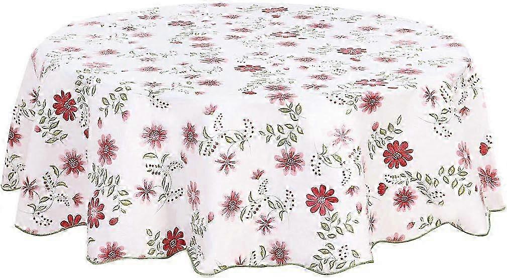 Washable tablecloth for dining table waterproof round 180cm floral pattern