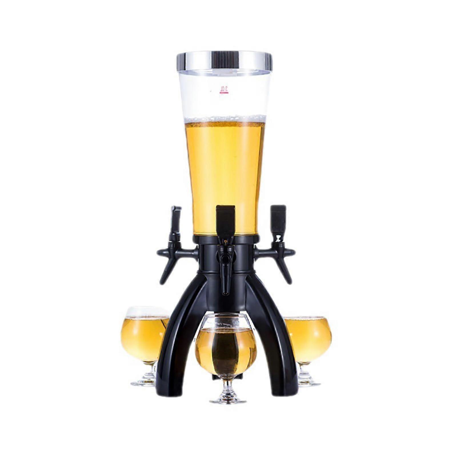 Beer Tower Beverage Dispenser 3L With 3 Taps And Freeze Tube, Easy To Clean For Parties And Gameday Light