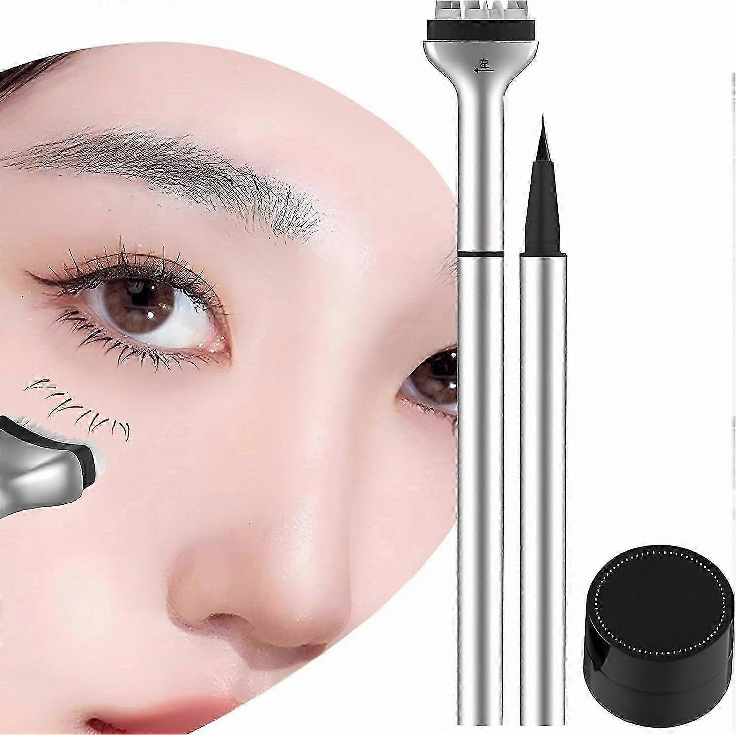 Silicone Eyelash Stamp Tool with Ink for Lower Lashes, 2-in-1 Quick Eye Makeup Solution