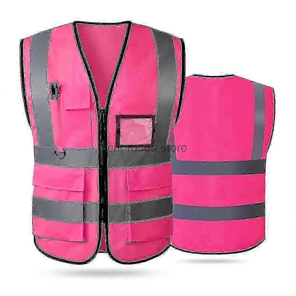 Reflective Safety Vest For Women Men High Visibility Security With Pockets Zipper Front sports meeting ANSI/ISEA Standards