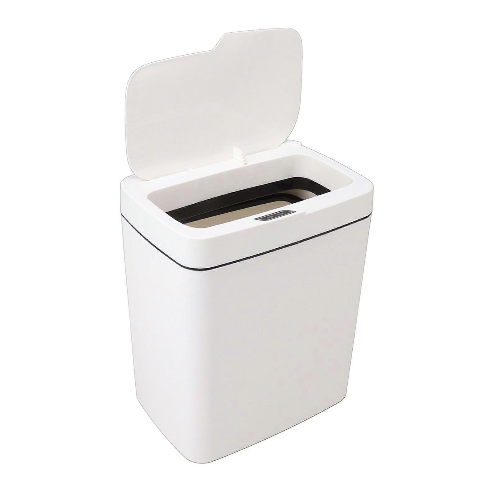 Automatic Trash Can 18L PP Motion Sensor Battery Type Smart Garbage Bin with Lid for Bathroom Bedroom White