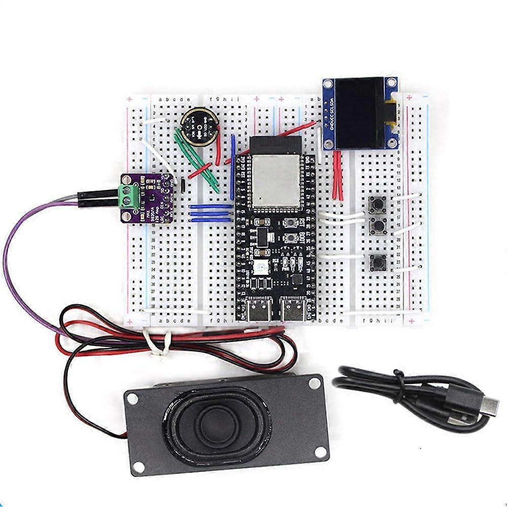 AI Voice Chat Robot ESP32-S3 Development Board with Breadboard and 0.96 Inch LCD Kit for Educational Purposes