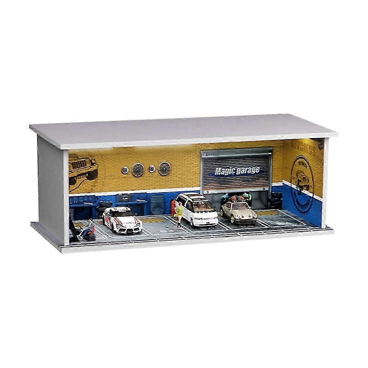 1/64 LED Garage Diorama for Miniature Vehicles Display Model