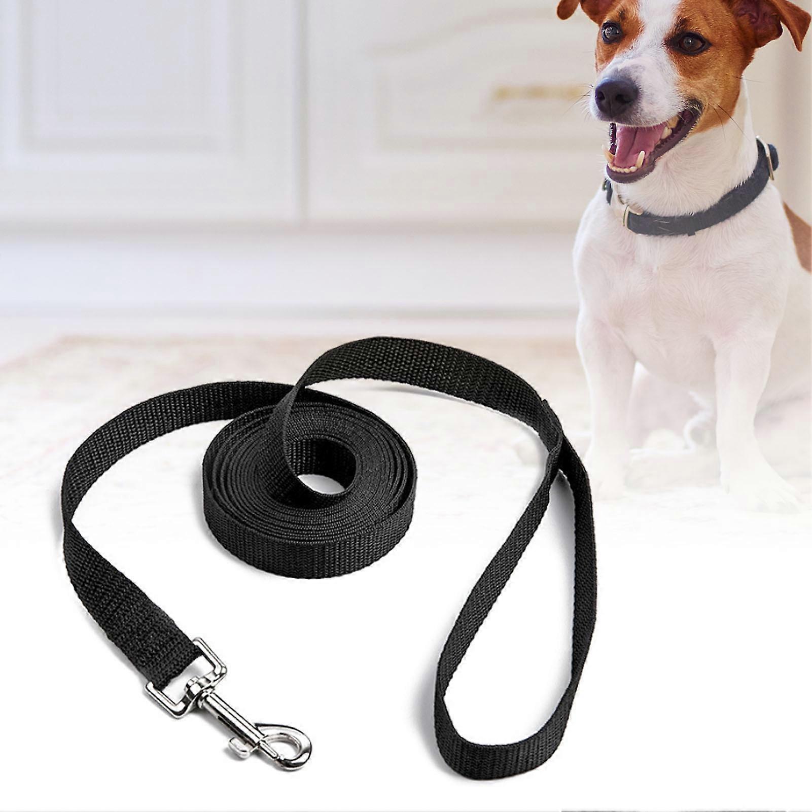 10.9ft Black Dog Training Leash Bite Resistant with Zinc Hook