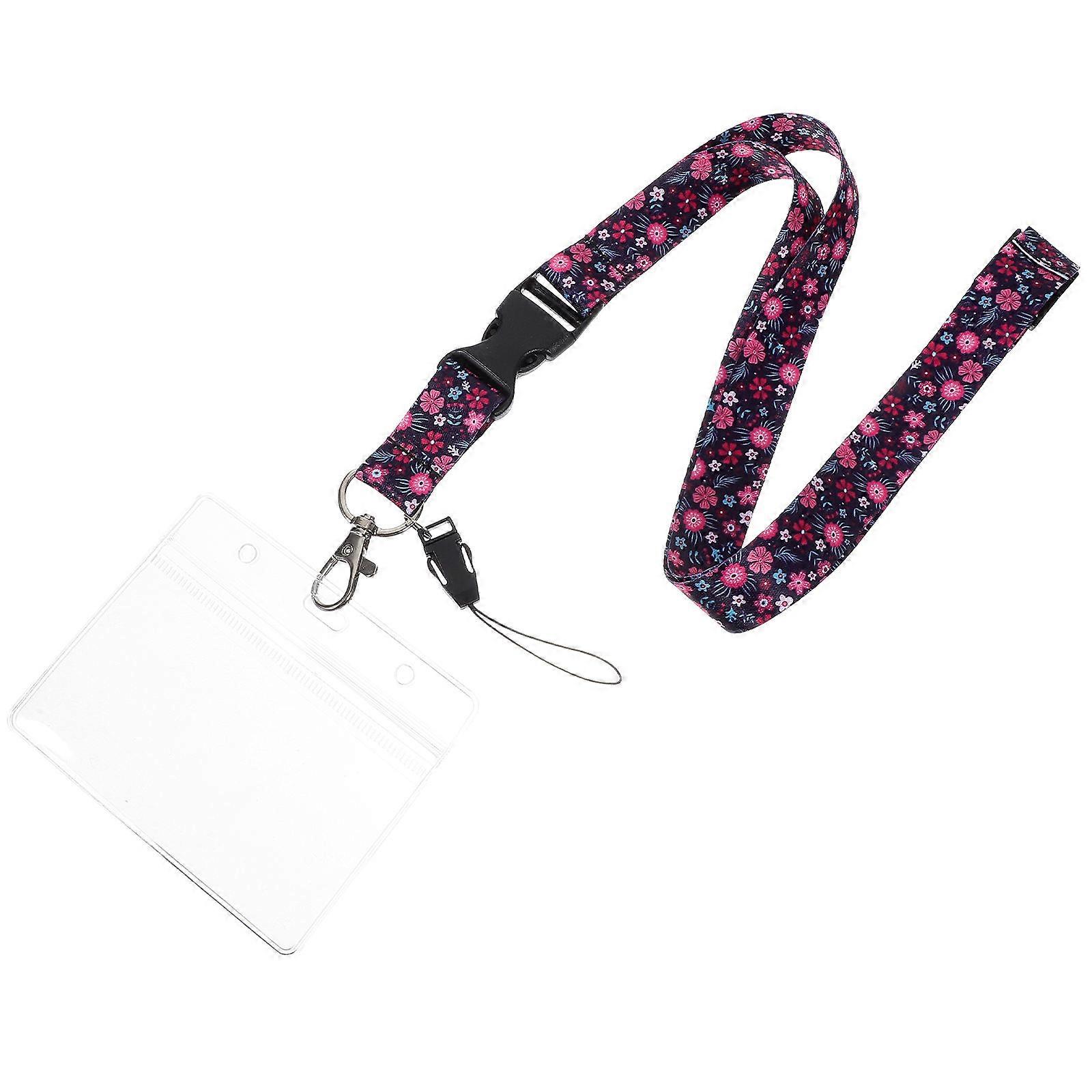 Badge Holder Lanyard Clear Badge Sleeve Card Holder Card Double-Sided Clear Design 1Pack