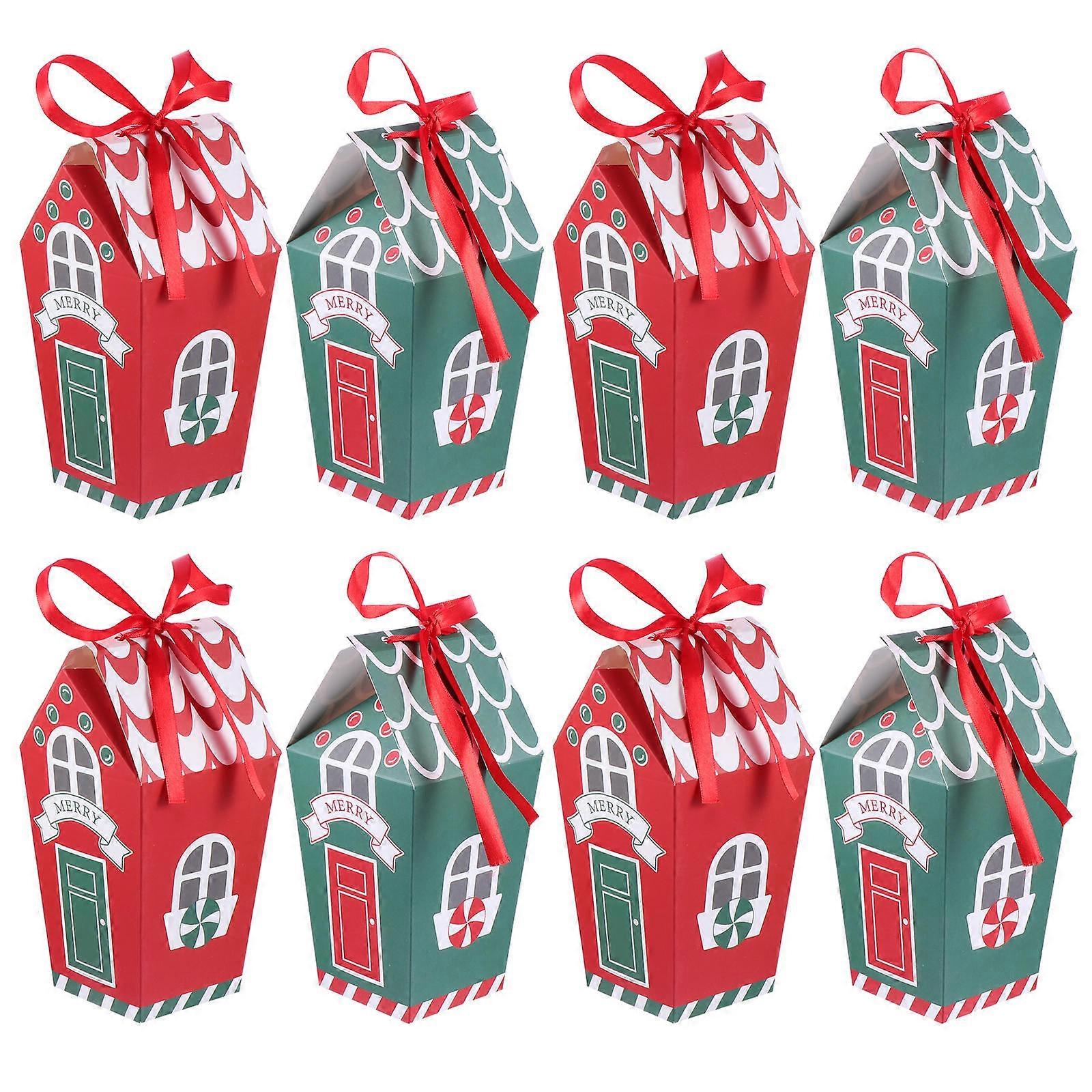 Christmas Candy Box Storage Box House Shape for Storage 8Pcs Lovely Design