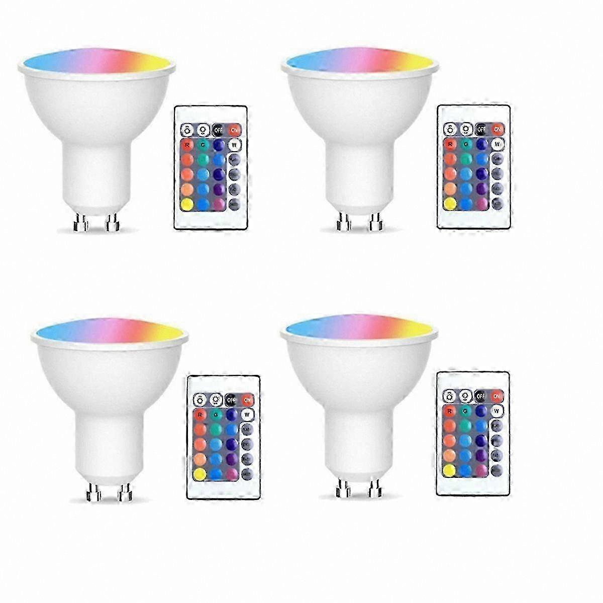 4pcs GU10 LED Bulbs with Remote Control, 17 Color Options and 4 Dynamic Modes, Memory Function for Adjustable Spot Lighting