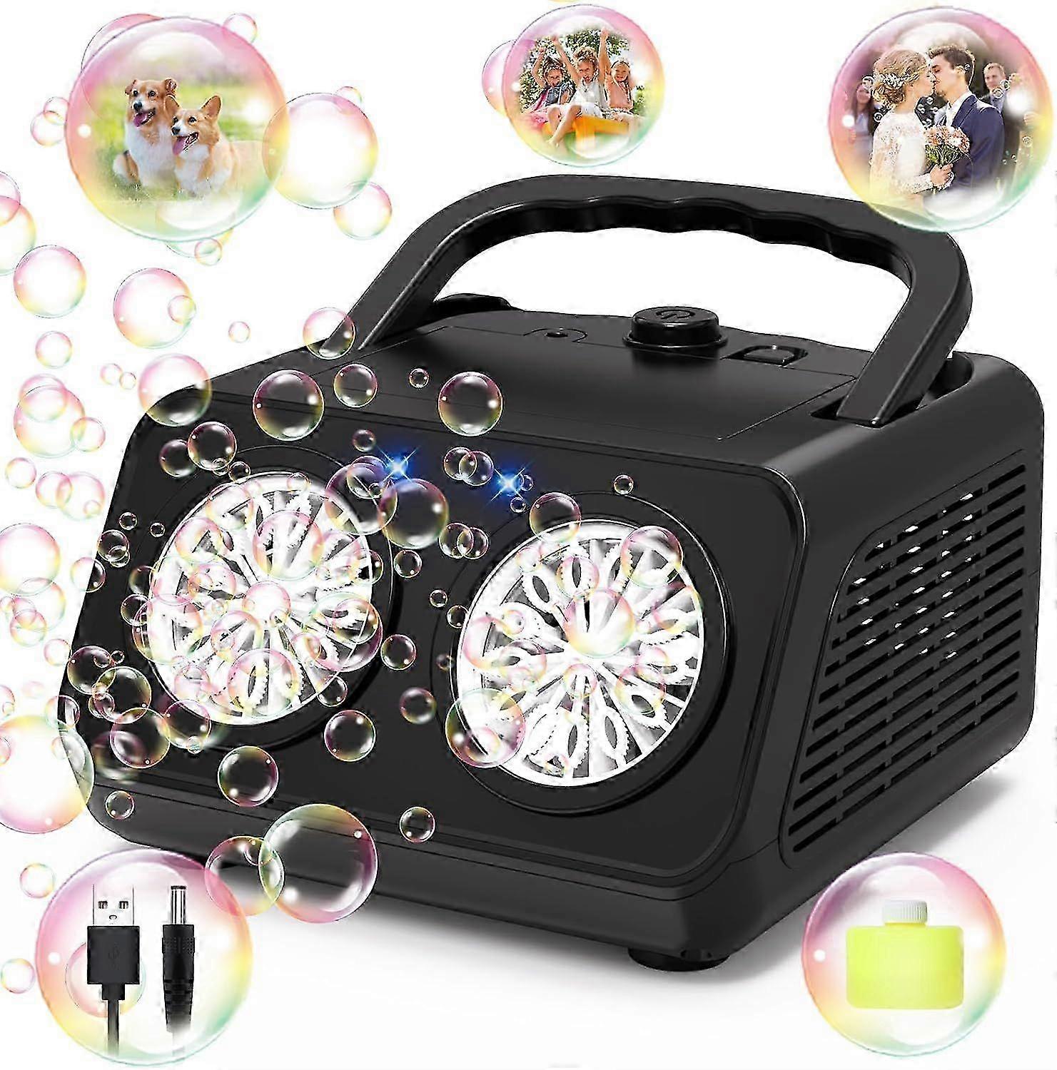 Automatic Bubble Machine, Professional Bubble Maker 2 Modes for Kids 20000+ Bubbles/Min, 26 Holes Portable Electric Bubble Blower Toys with 120ml SoBl