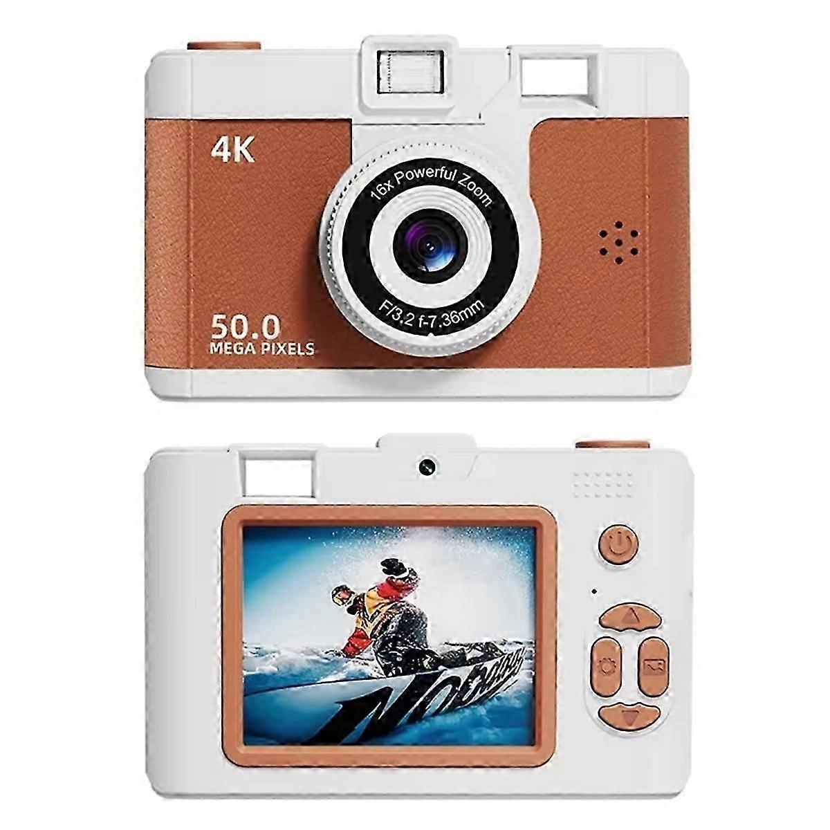 4K Digital Camera Retro Dual Lens Multifunction CCD Instant Thermal Camer for Travel Students Compa