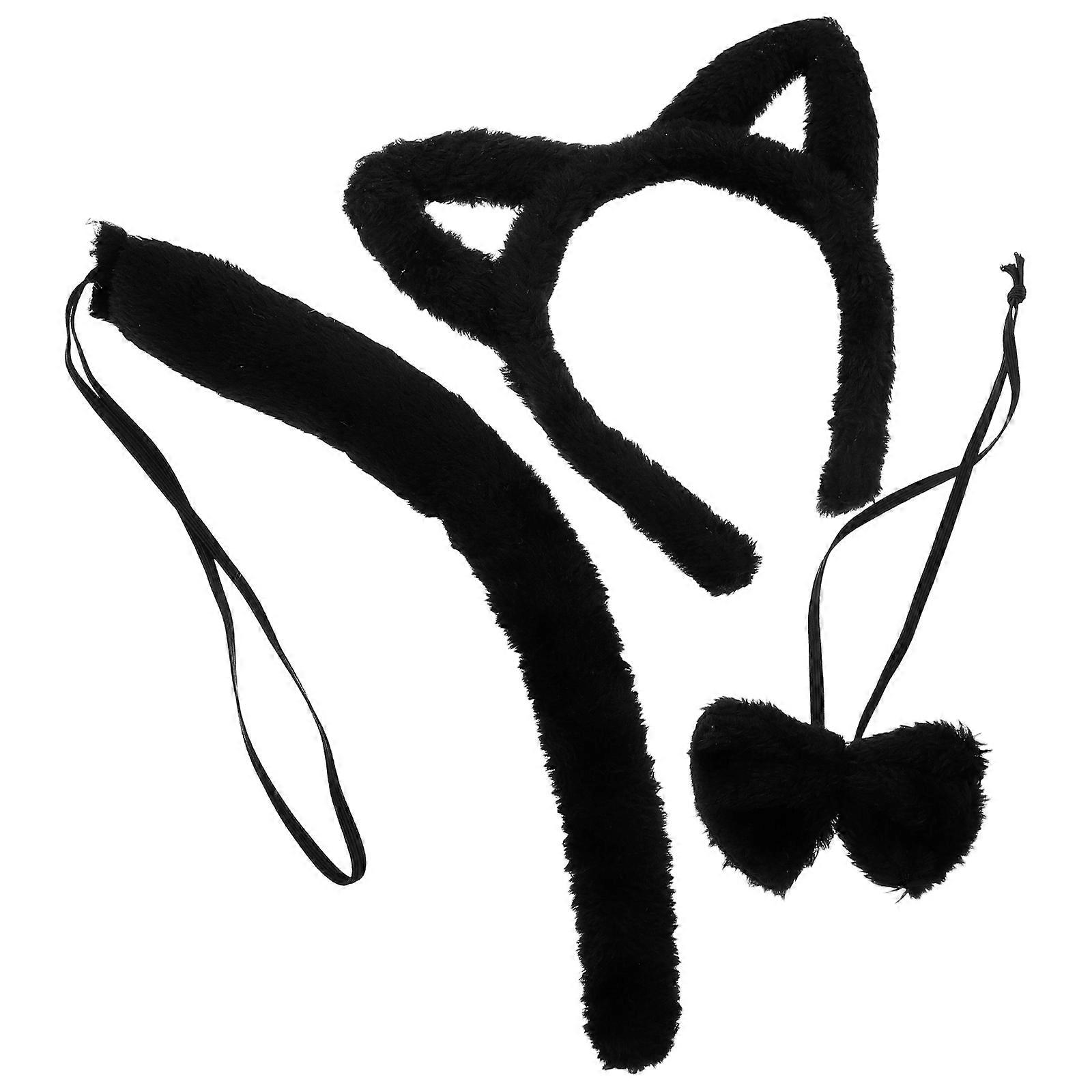 Cat Ears Plush Headband and Tail Set for Girls Face Washing