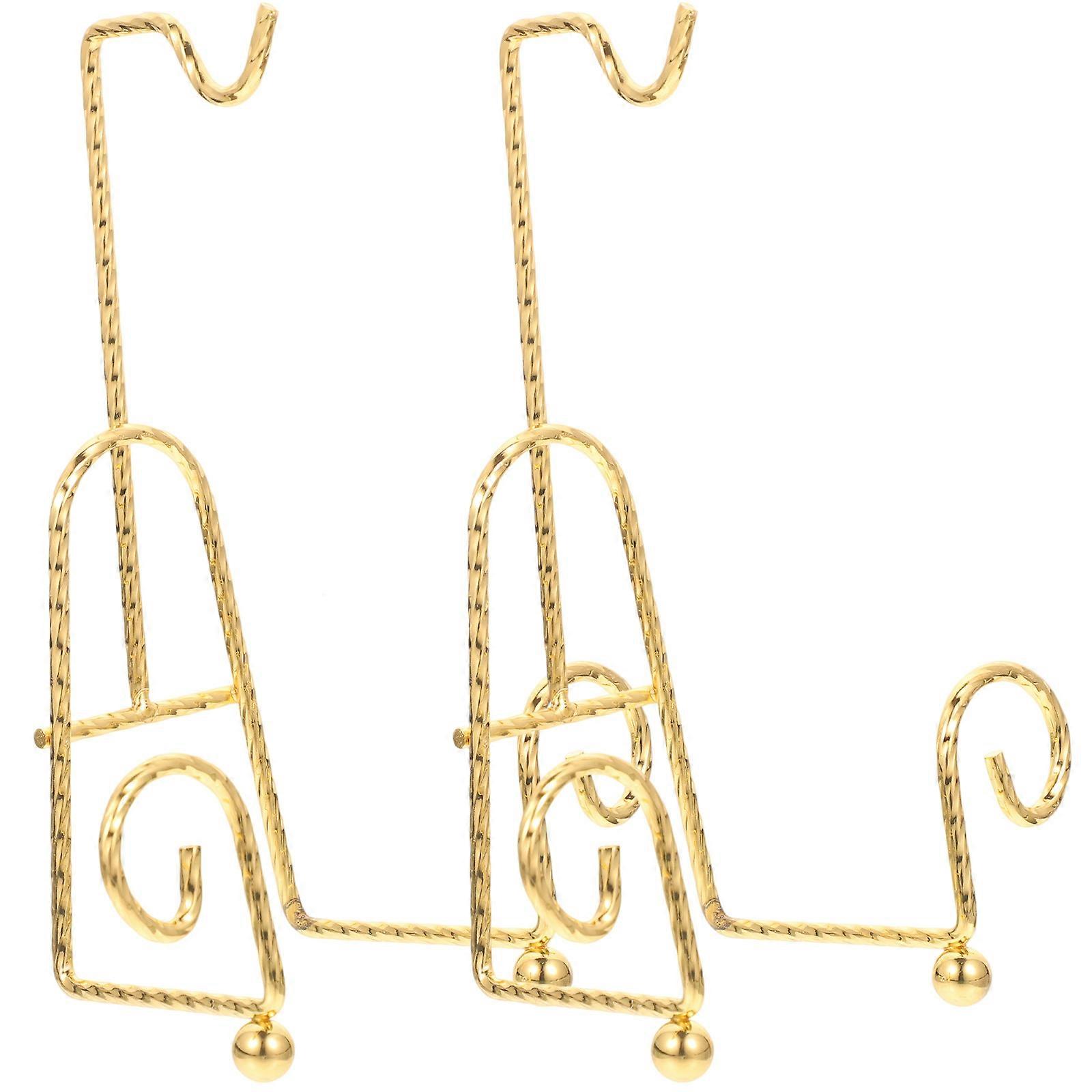Golden Coffee Cup Stand Metal Plate Display Rack for 2Pcs