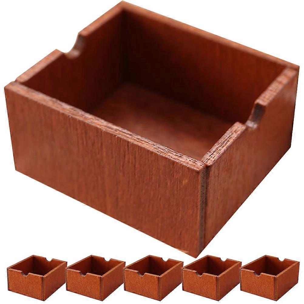 Storage Crate Tiny House Miniature Decorative Brown Wood Function 6Pcs