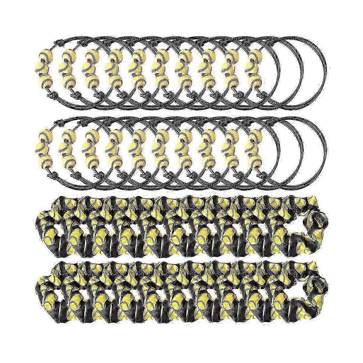 40 Pcs Softball Charm Bracelets Hairbands Set - Adjustable Softball Beads Wristband Softball Scrunc