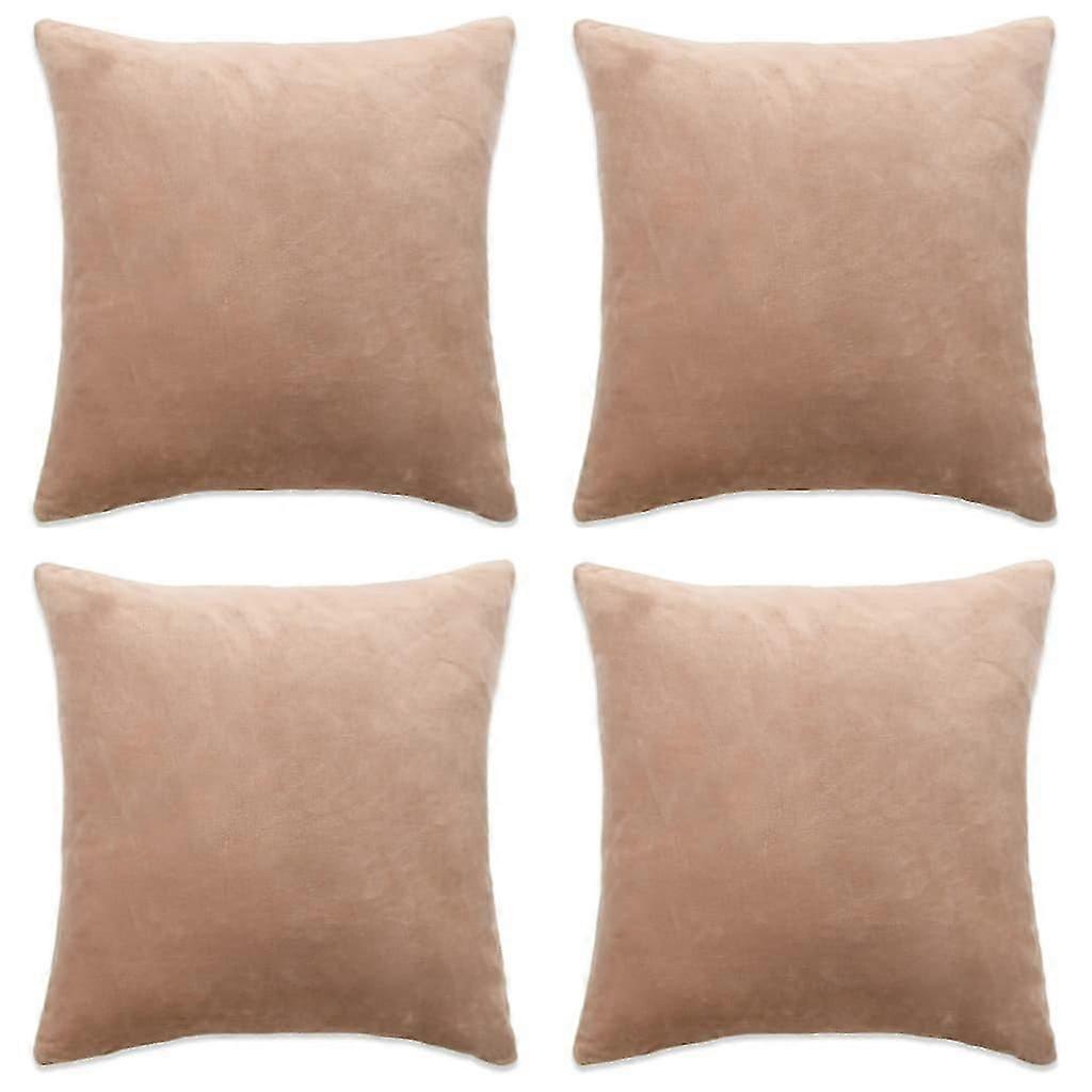 Cushion Covers 4 Pcs Velour 50x50 Cm Beige