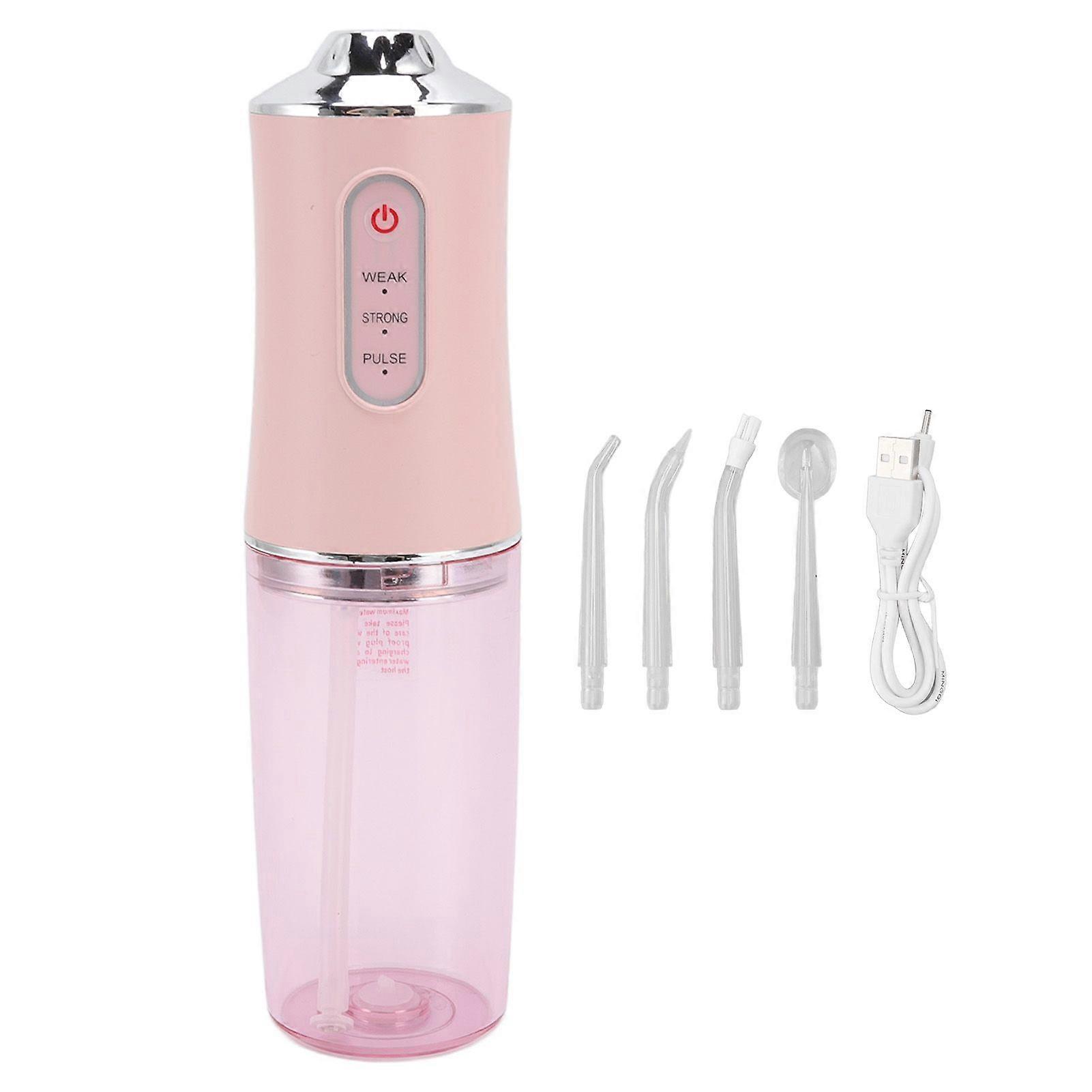 Tooth Flosser Electric Eliminate Oral Odor Waterproof Water Flosser Cordless Portable Oral Irrigator with 4 Nozzles Pink