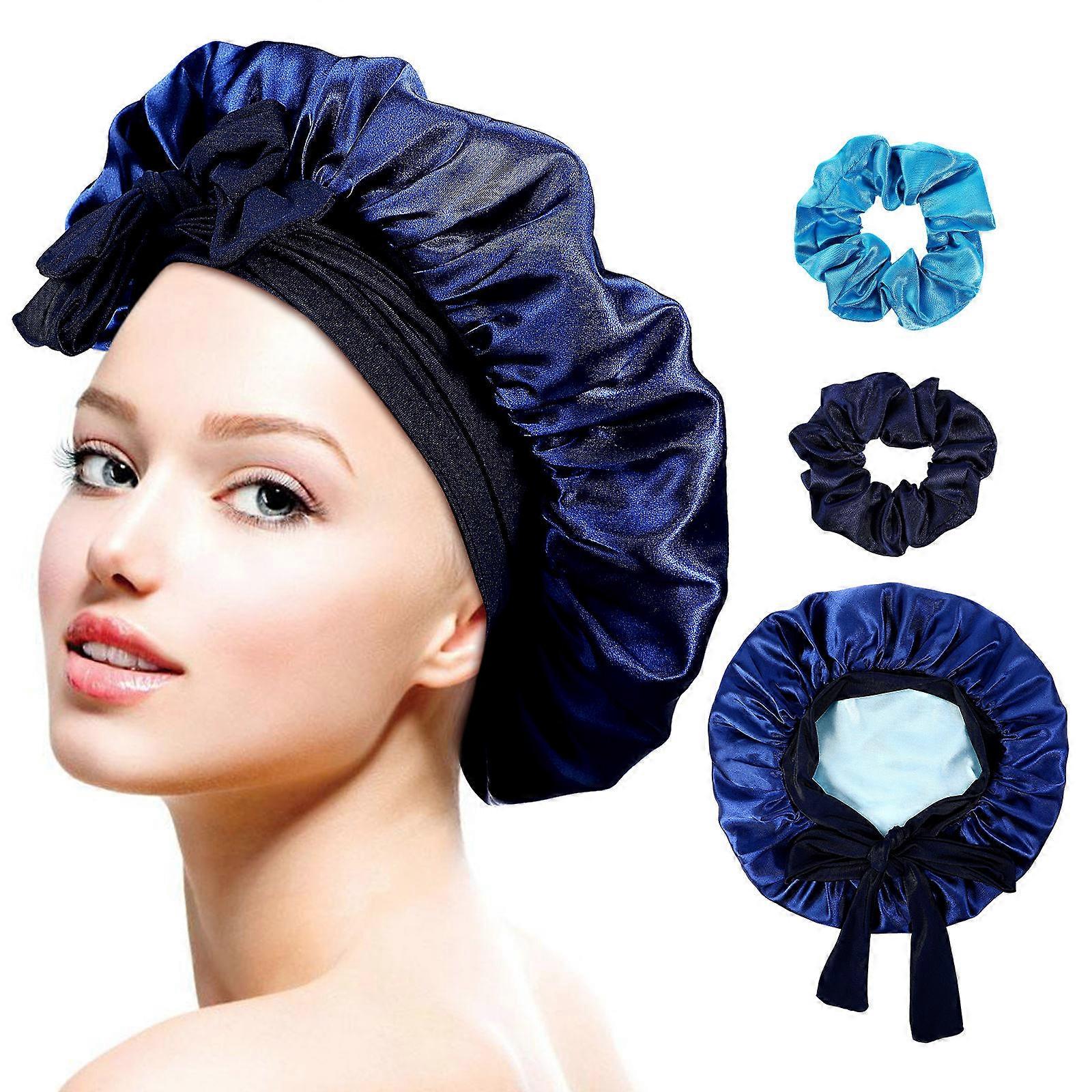 Hair Sleep Bonnet with Tie Band for Shower Use Comfortable Fit