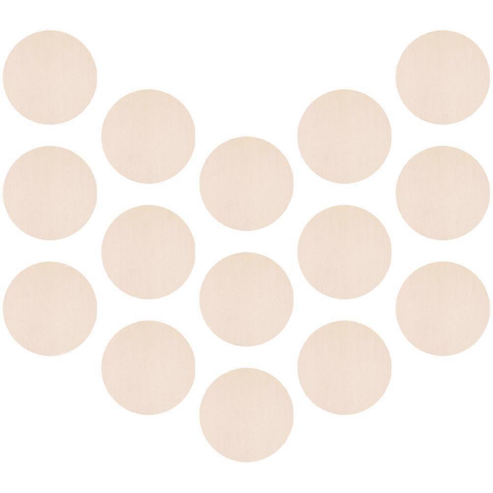 Beige Wooden Slices Round Shape for DIY Use 96Pcs Wood Crafts
