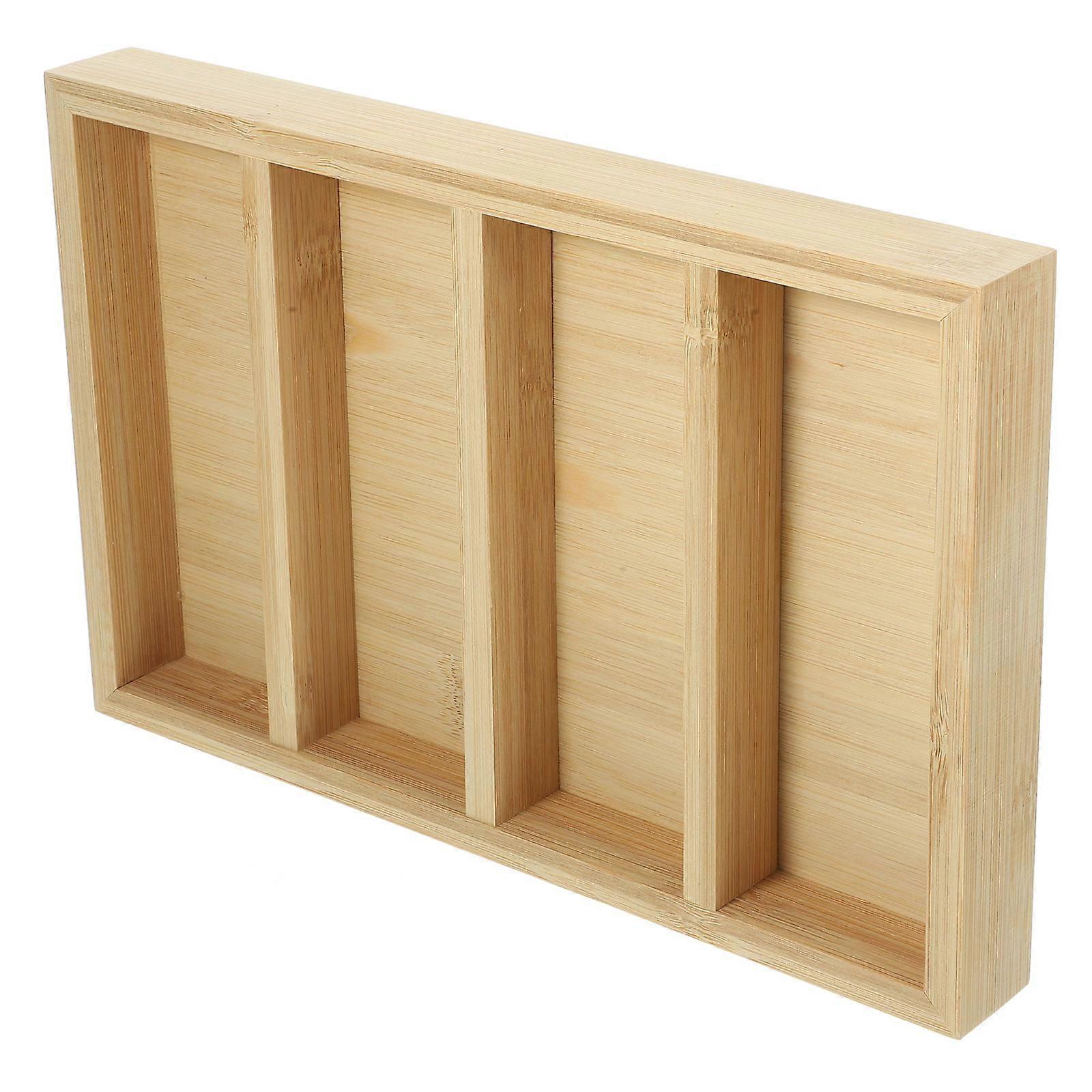Eyeglass Organizer Bamboo Tray for Storage Use with 5Pcs Sunglasses Compartments