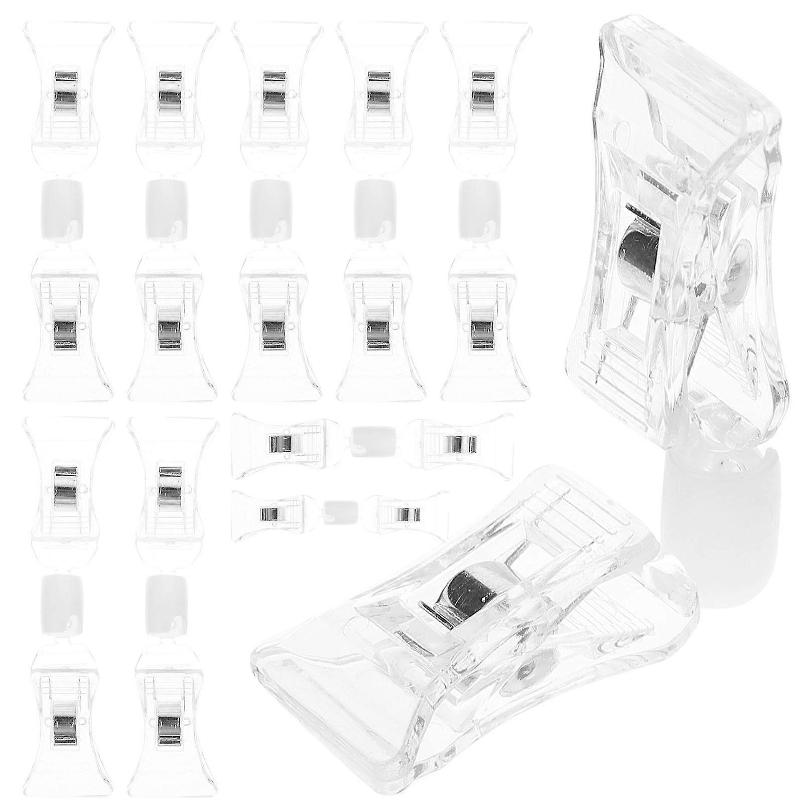 Merchandise Display Double Sided Clip for Clipping Use 20Pcs White Plastic