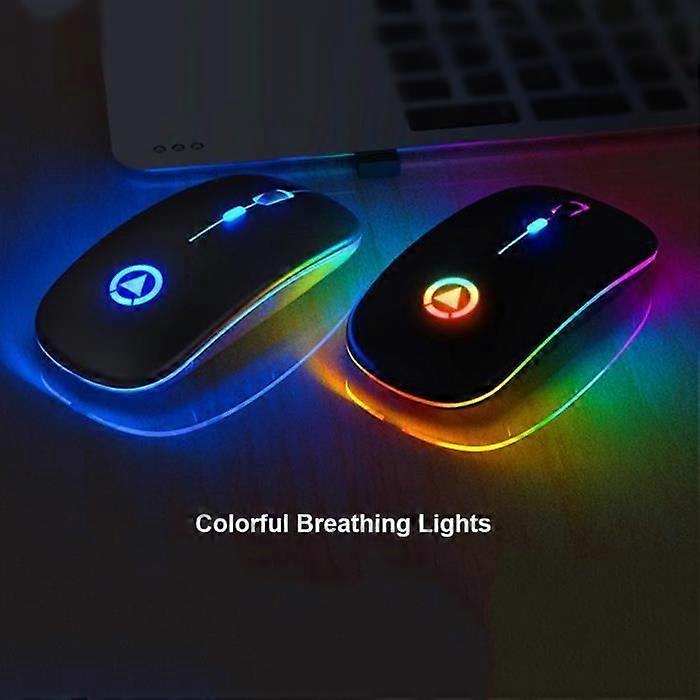 2pcs Rechargeable Wireless Mouse LED Backlit Less Noise Stable Connection