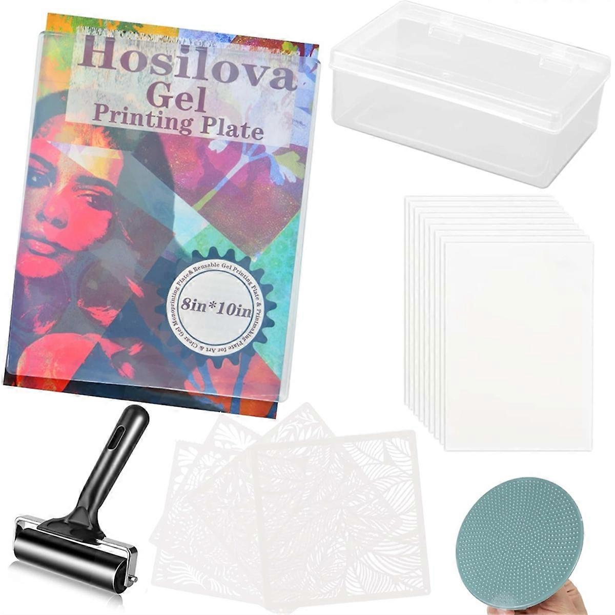 Reusable Gel Printing Plate - 8x10In Gel Plate with Rubber,for Card Making, Arts and Crafts,Scrapboo