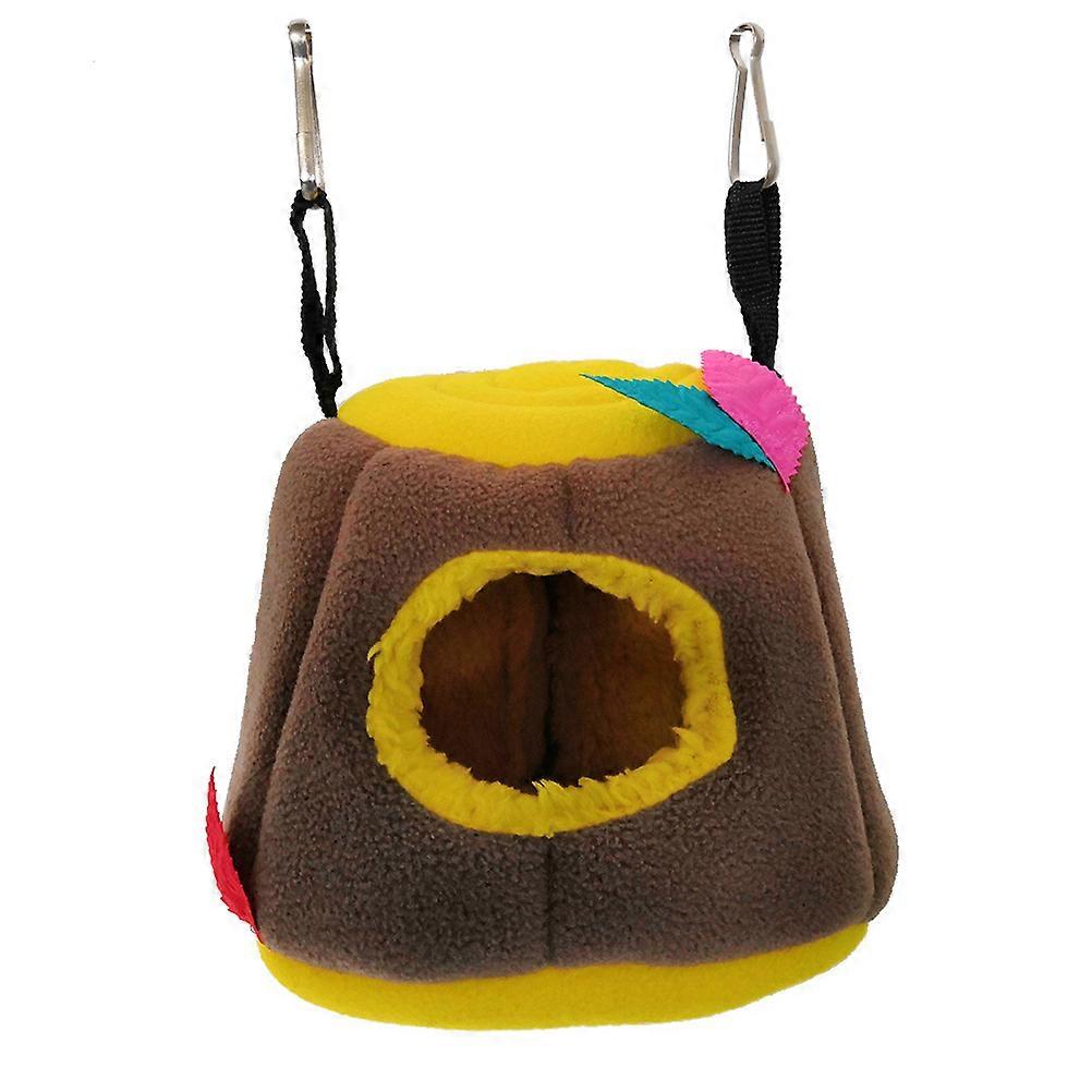 Animal Hanging Cave Hammock for Hamsters 3Pcs Brown Plush Sleeping Bed