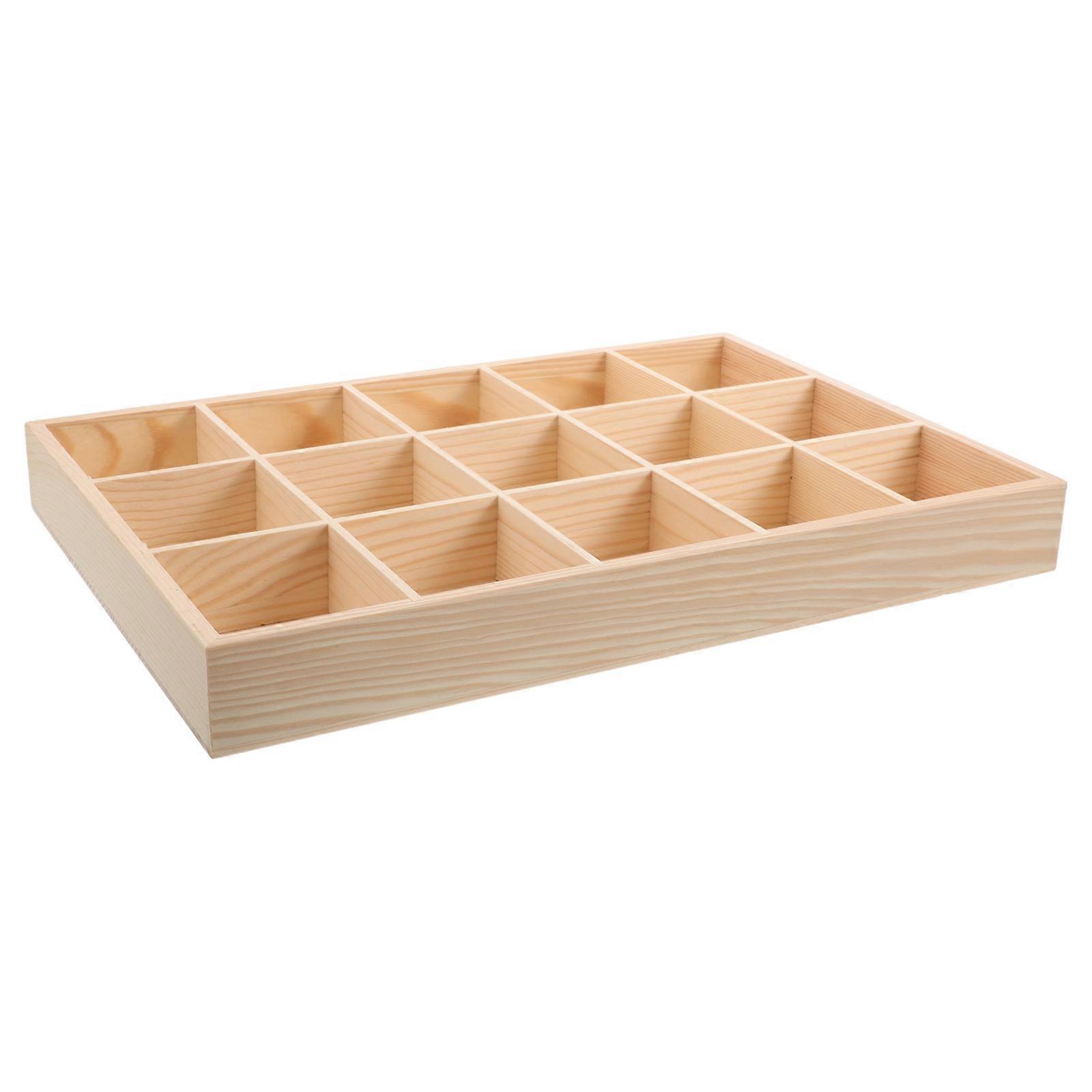 Jewelry Organizer Box for Storage with 15 Grids 4Pcs Stackable Wood Trays